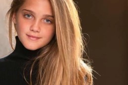preteen model with long blonde hair